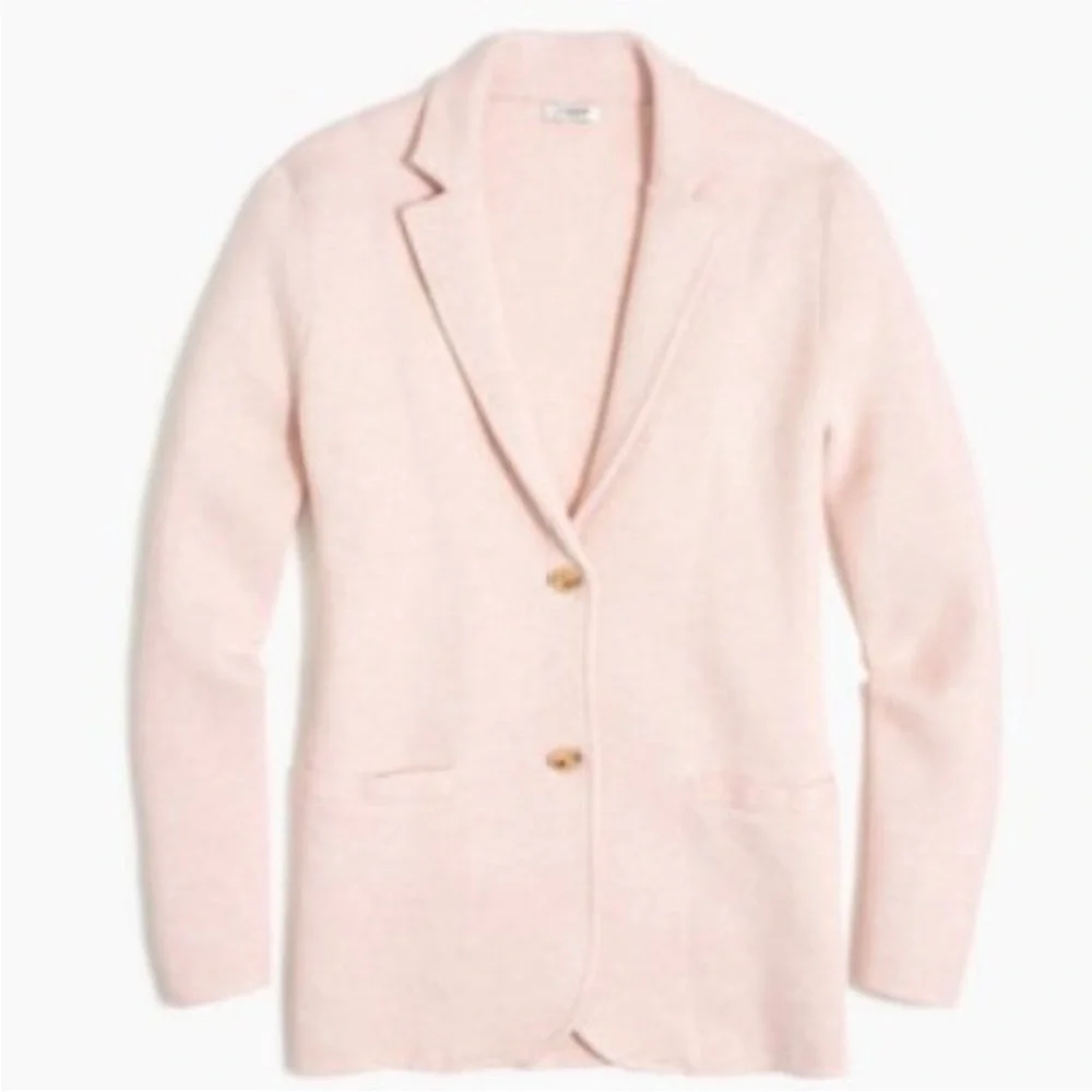 J. Crew Sweater Blazer Pink Knit Single Breasted Large Classic Preppy NormCore - Picture 4 of 7